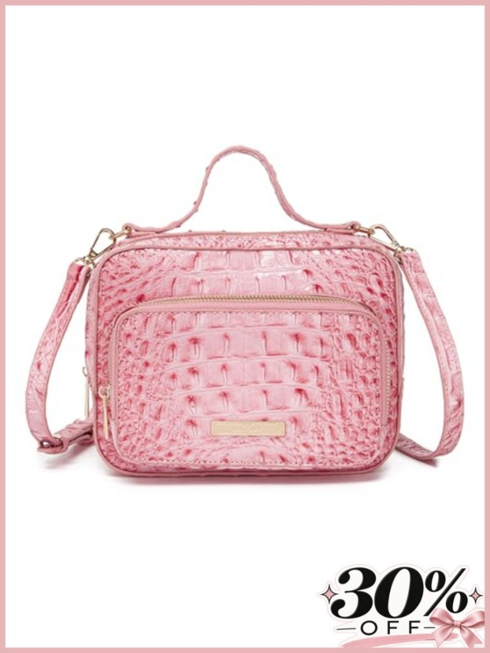 Croco Embossed Vegan Leather Mini Crossbody Box Bag Top Handle Purse